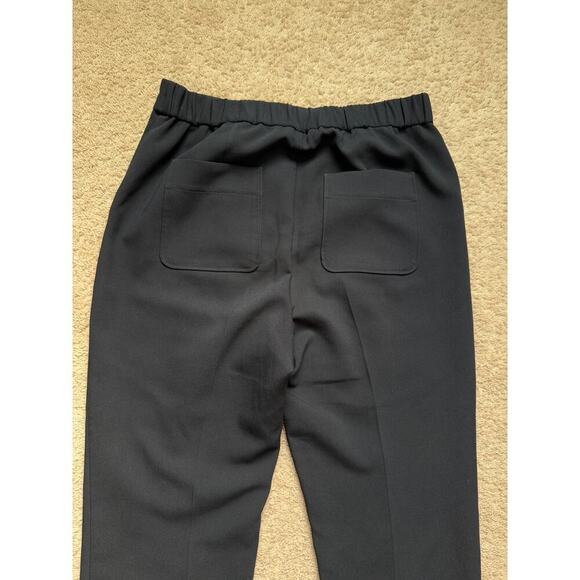 Maeve By Anthropologie Pintuck Tapered Leg Trouser Cuffed Pants Black Size 10 - Picture 6 of 9